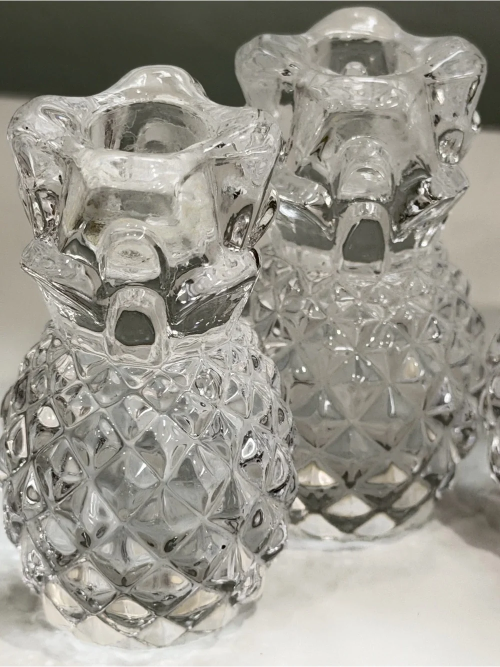 Williams Sonoma Pineapple Candle Holders Set of 4 Preppy Coastal Home Decor